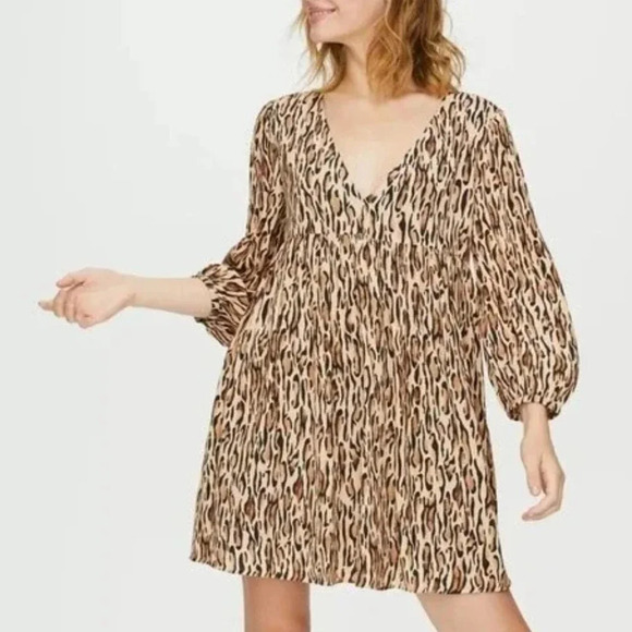 Sunday Best Aritzia Jinx Animal Print Leopard Mini Dress Sz Small - Picture 1 of 9